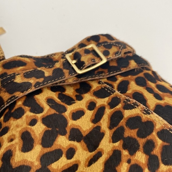 JJill Leopard Print Ankle Boot women 7 cow fur festival Casual office retro boho - Picture 10 of 16